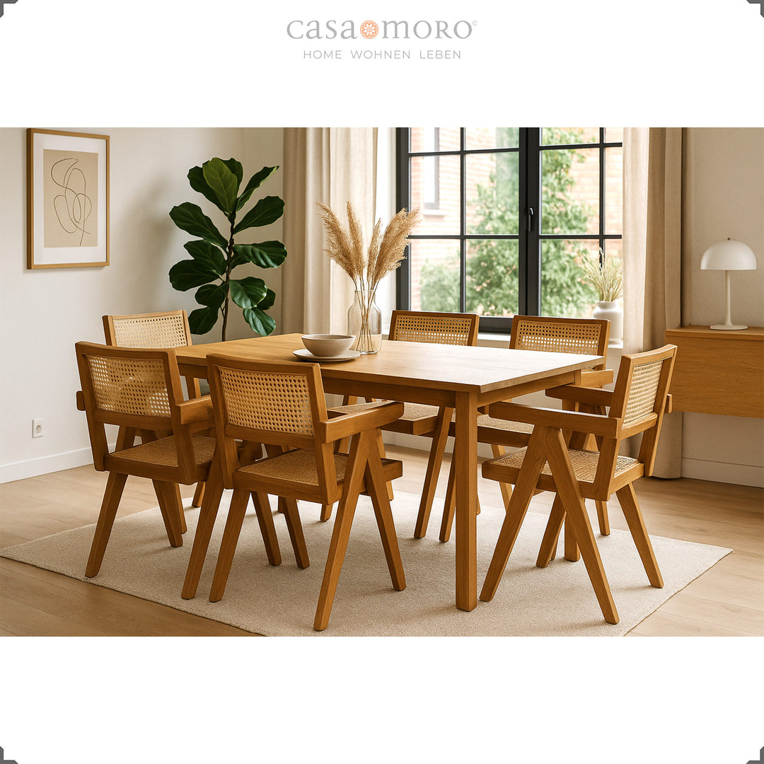 Fauteuil au tissage viennois pour la table à manger, en teck massif, fait main et élégant dans la salle à manger