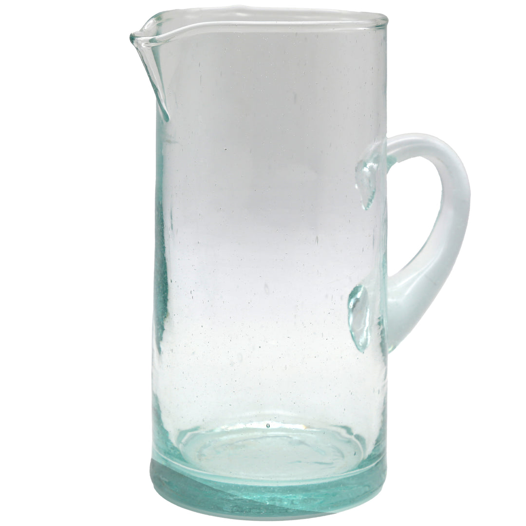 Carafe made of transparent glass with handle - mouth-blown and individual