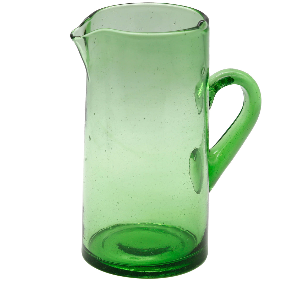 1-Liter Glaskaraffe mit Henkel – grün, mundgeblasen & pflegeleicht
