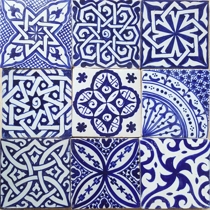 Mélange de carreaux peints à la main – lot de 9 de style méditerranéen