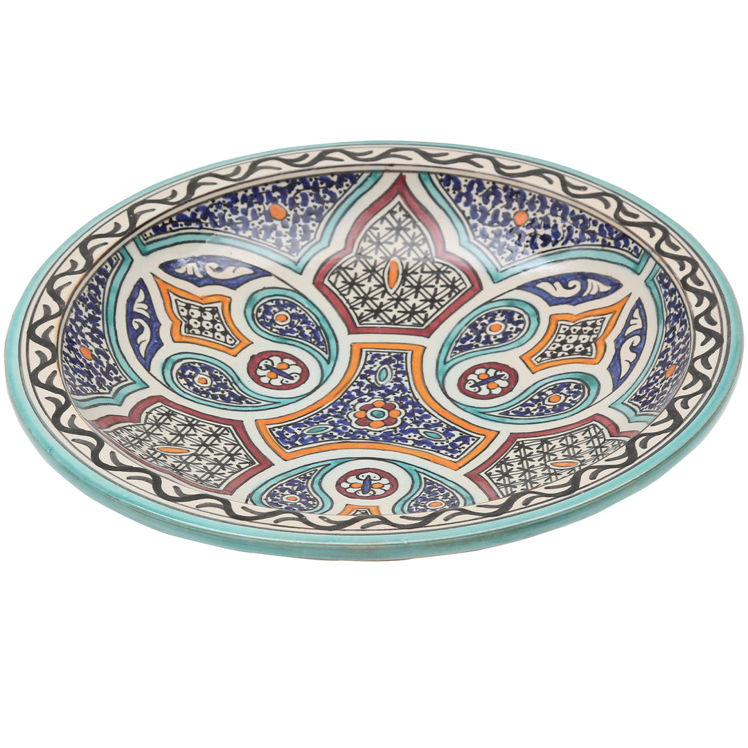 Bol en céramique marocain peint à la main, orné de motifs floraux et géométriques