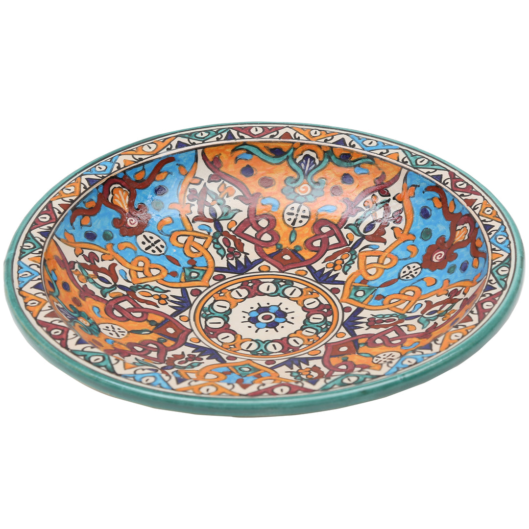 Bol en céramique marocain peint à la main, orné de motifs floraux et géométriques colorés
