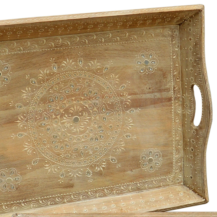 Hand-painted Parvin serving trays in a set of 2