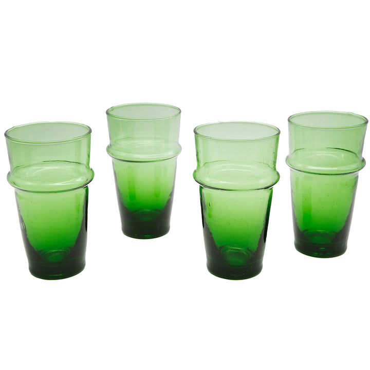 Verre à long drink vert vif - soufflé à la main et de structure unique