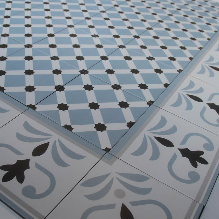 Bordure d'angle marocaine 20×20 cm – bordure de carrelage aspect ciment