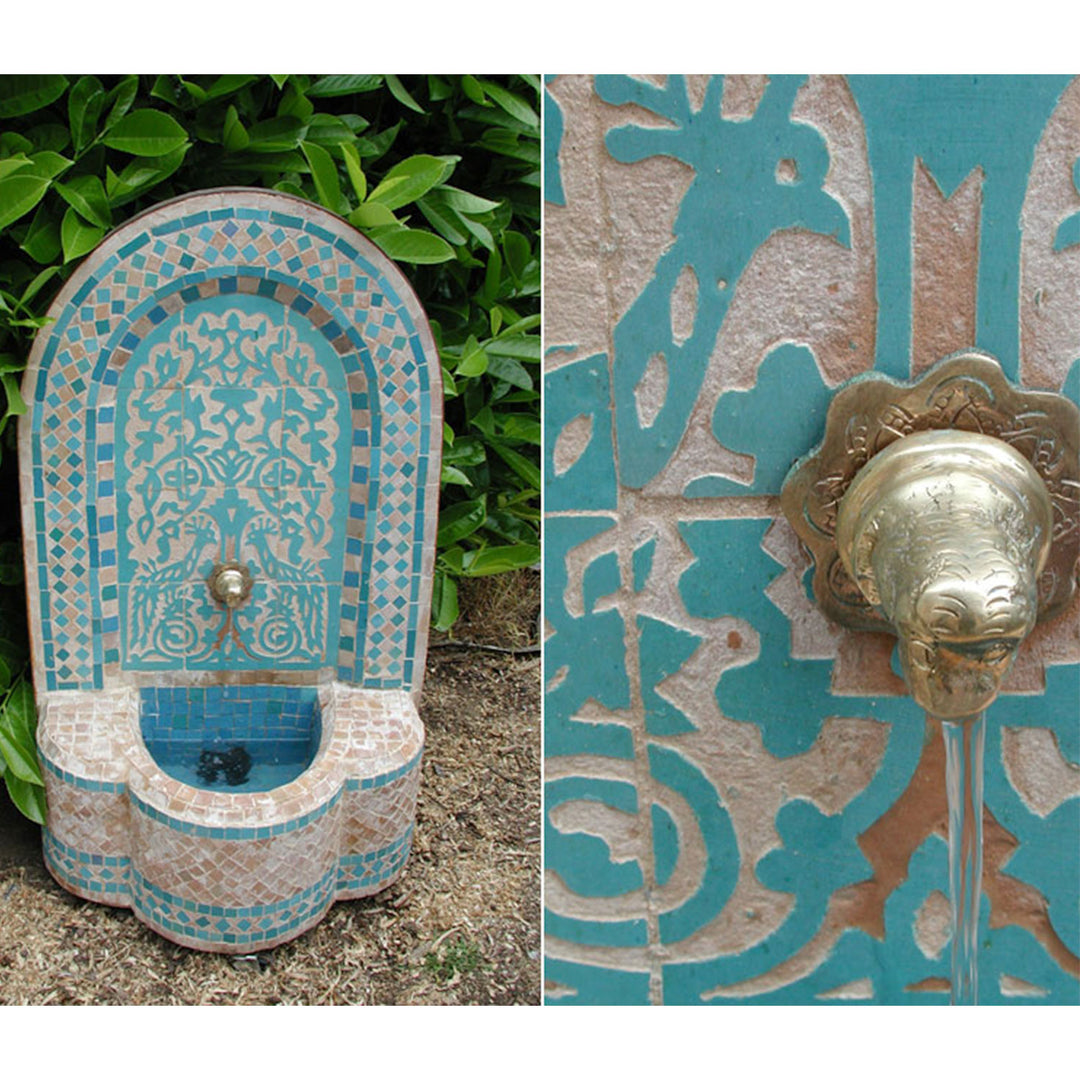 Fontaine mosaïque maroc Asfor bleu clair