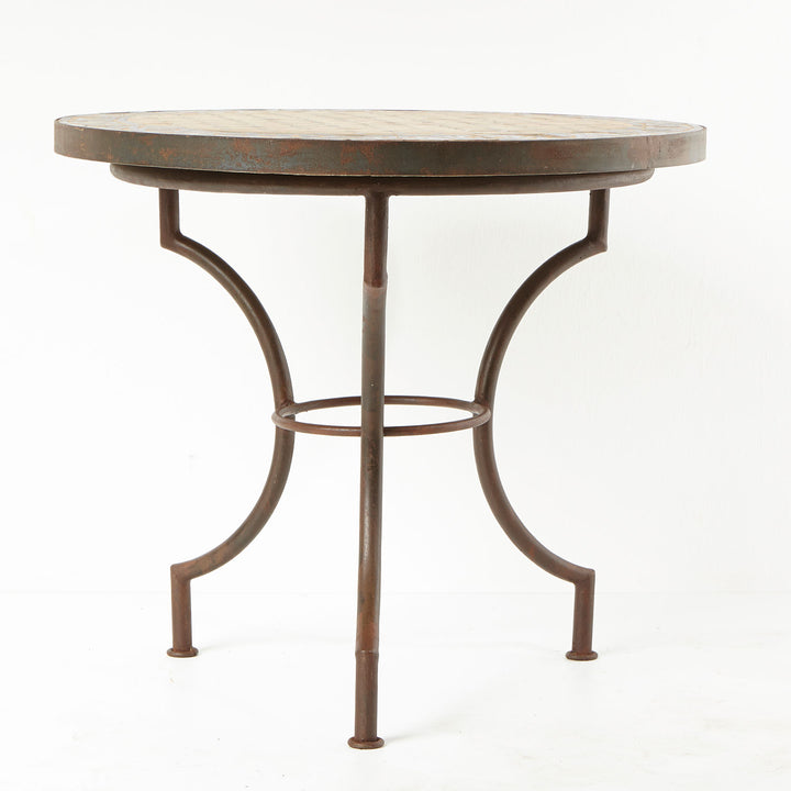 Table bistro mosaïque ronde 70 cm blanc/losange