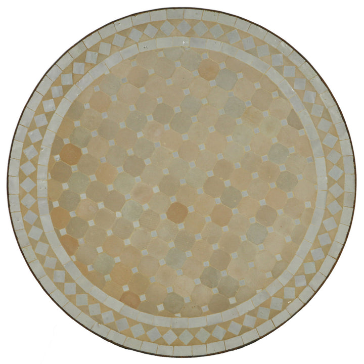 Table bistro mosaïque ronde 70 cm blanc/losange
