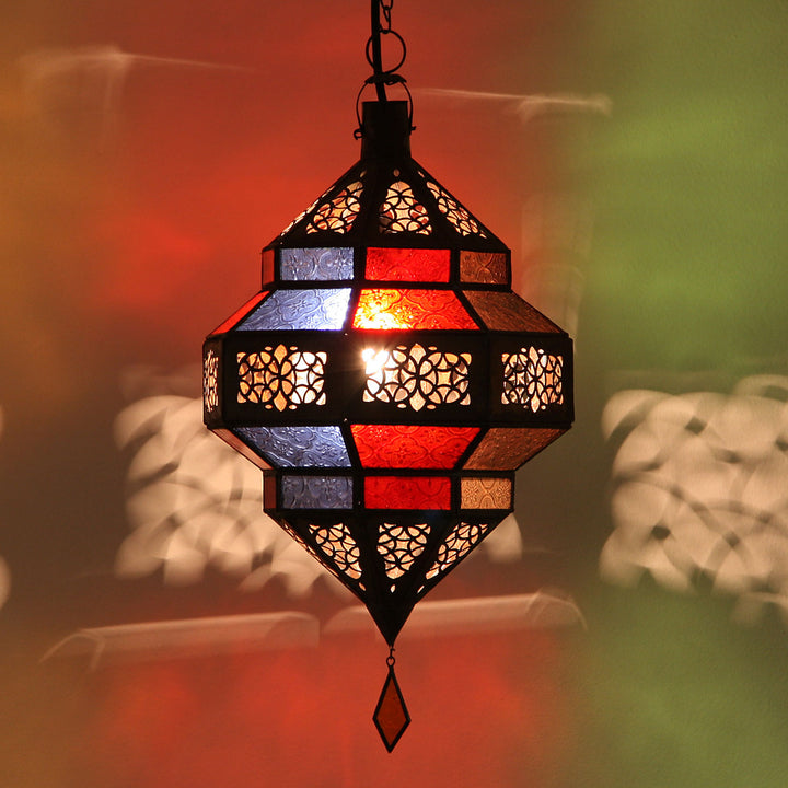 Lanterne orientale en verre Maha multi