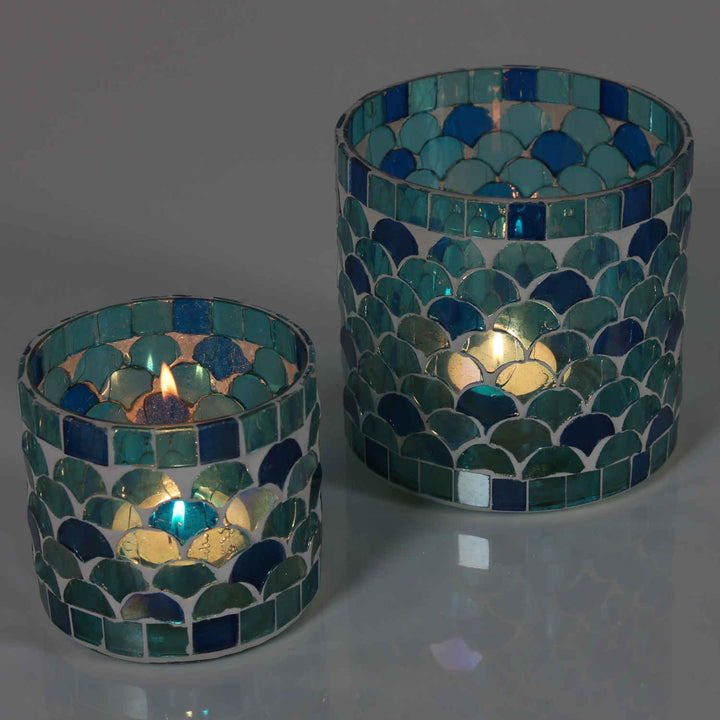 Orientalisches Mosaik Windlicht Athen Hellblau