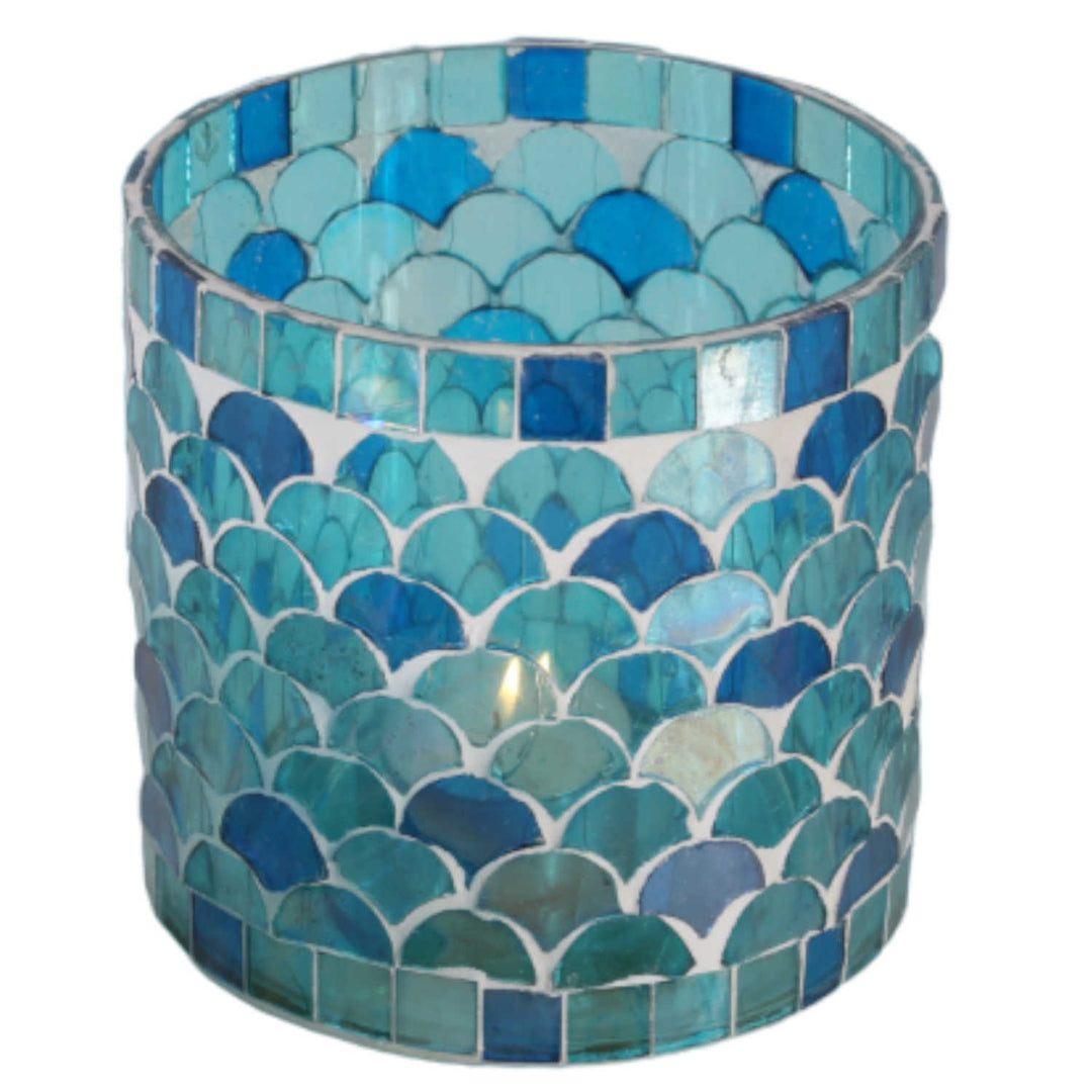 Orientalisches Mosaik Windlicht Athen Hellblau