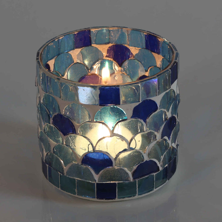 Photophore mosaïque orientale Athènes bleu foncé