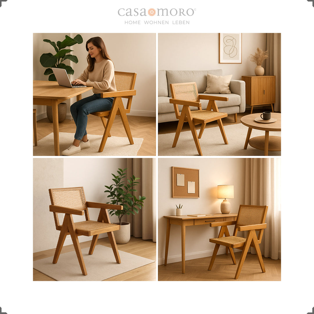 Fauteuil au tissage viennois en teck, polyvalent comme fauteuil dans le salon ou le bureau
