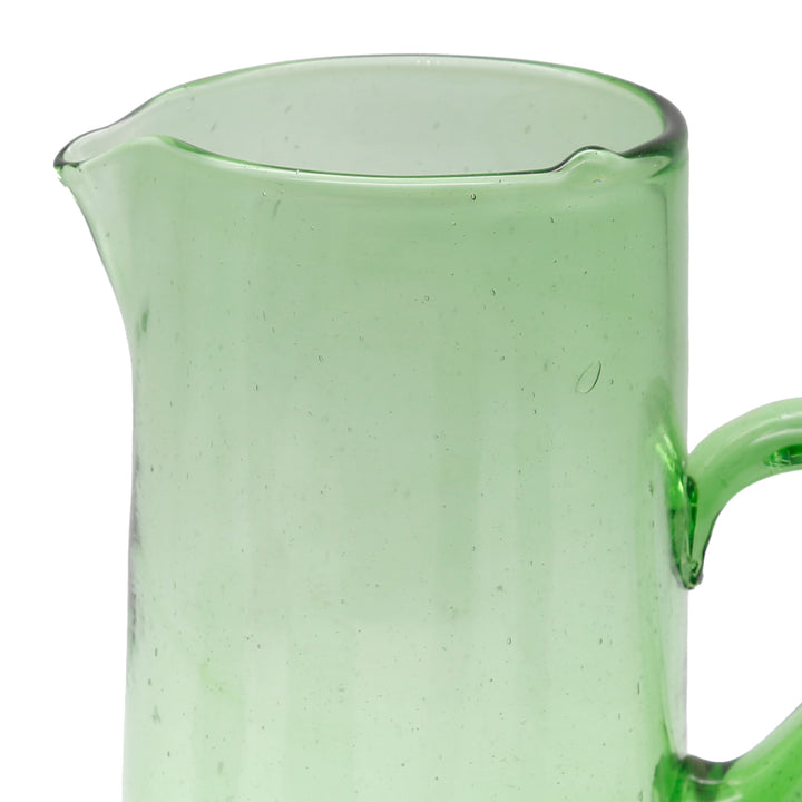 Green glass carafe for juices - summery and handmade