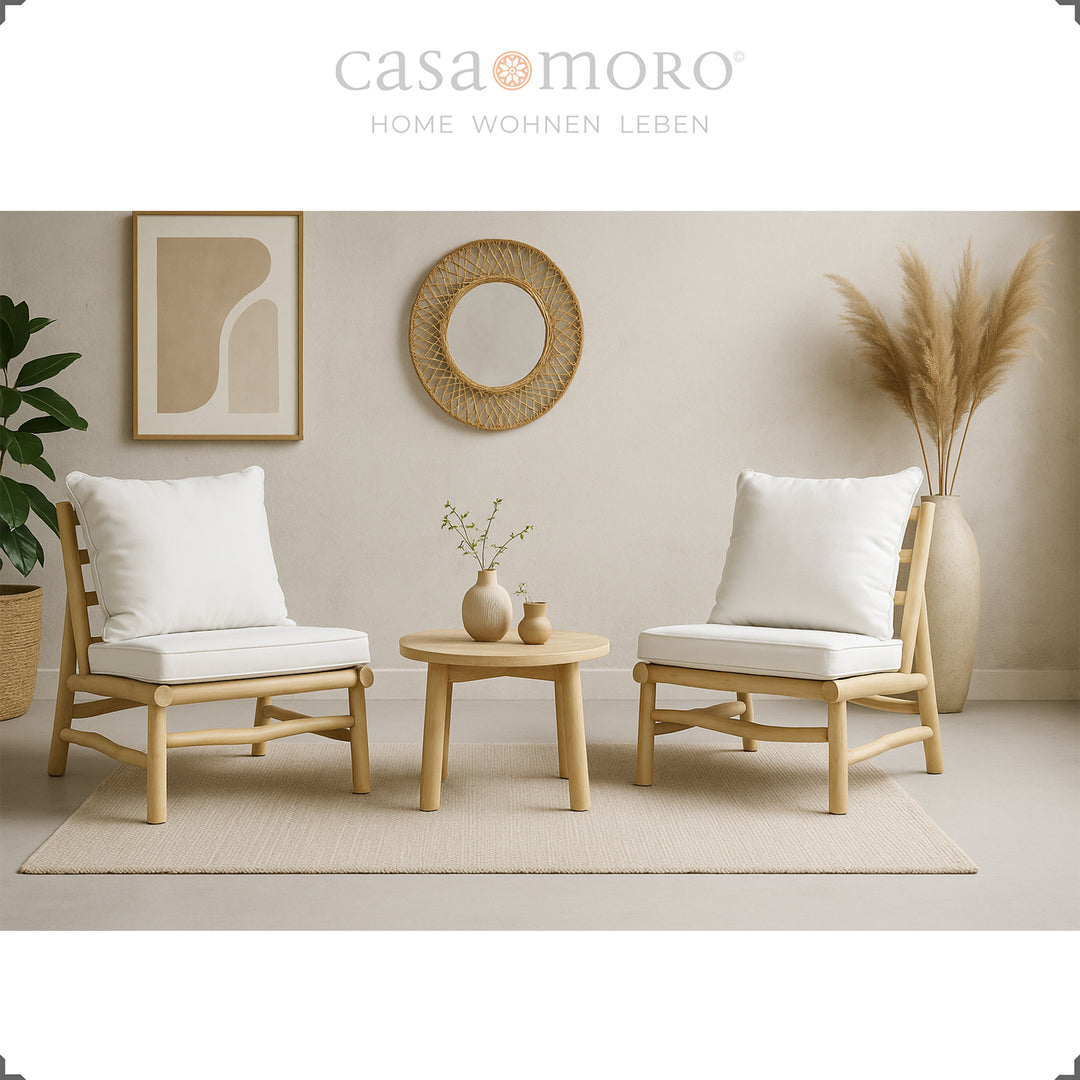 Fauteuils fabriqués à la main en bois naturel, durables et confortables pour balcons et salons