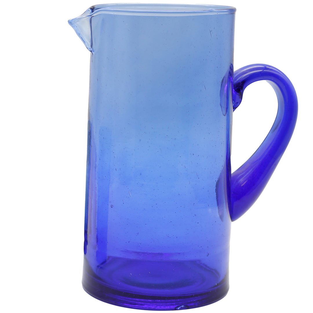 Blue glass water carafe - stylish table presentation for drinks